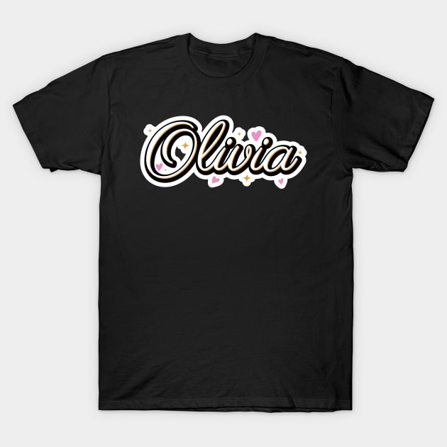 Olivia name cute design T-Shirt by BrightLightArts